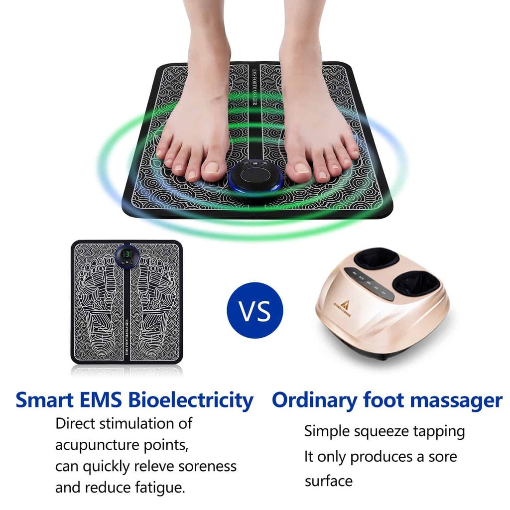 EMS Foot Massager Mat, Electric USB Charging Smart Display Tens Acupuncture