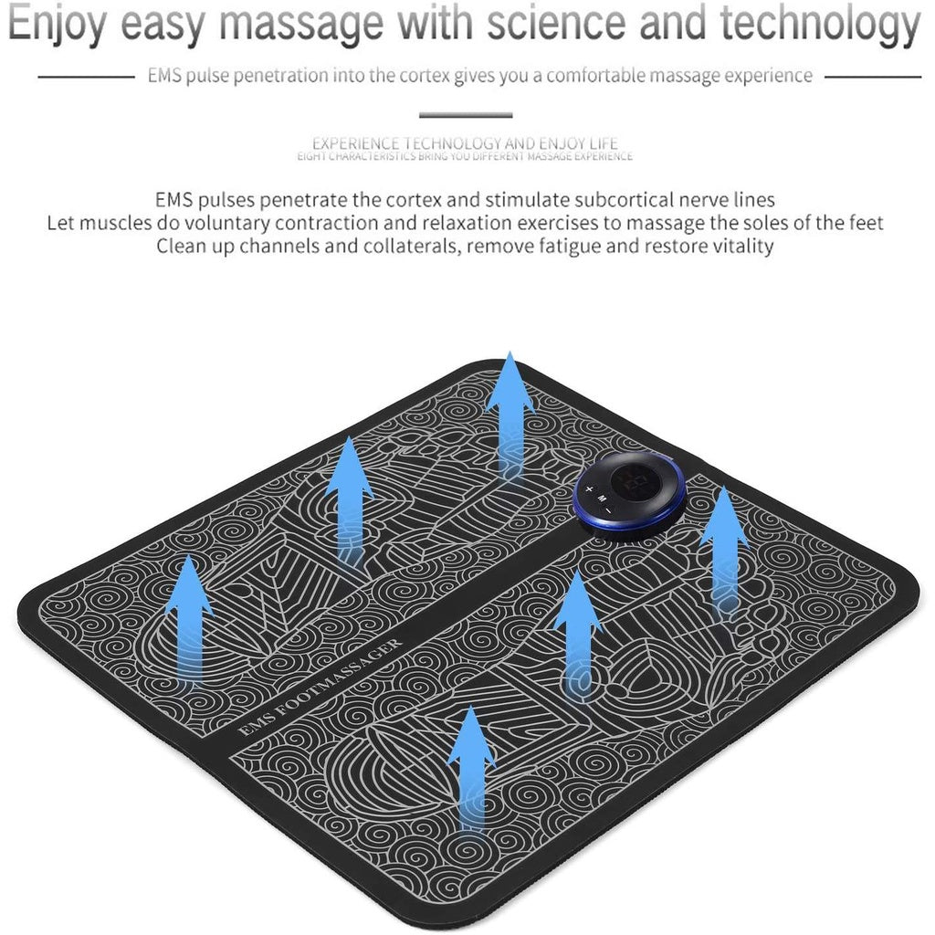 EMS Foot Massager Mat, Electric USB Charging Smart Display Tens Acupuncture