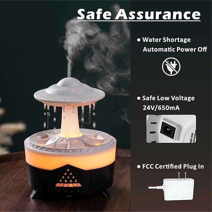 Mushroom Air Humidifier 7-Color Lights with Remote