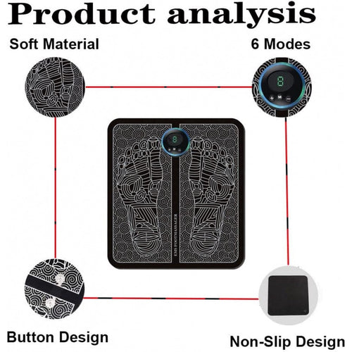 EMS Foot Massager Mat, Electric USB Charging Smart Display Tens Acupuncture