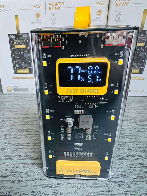 66W Transparent Power Bank, 20,000mAh PD and 10000 mAh Fast Charging with Digital Display