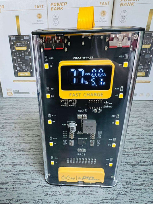 66W Transparent Power Bank, 20,000mAh PD and 10000 mAh Fast Charging with Digital Display