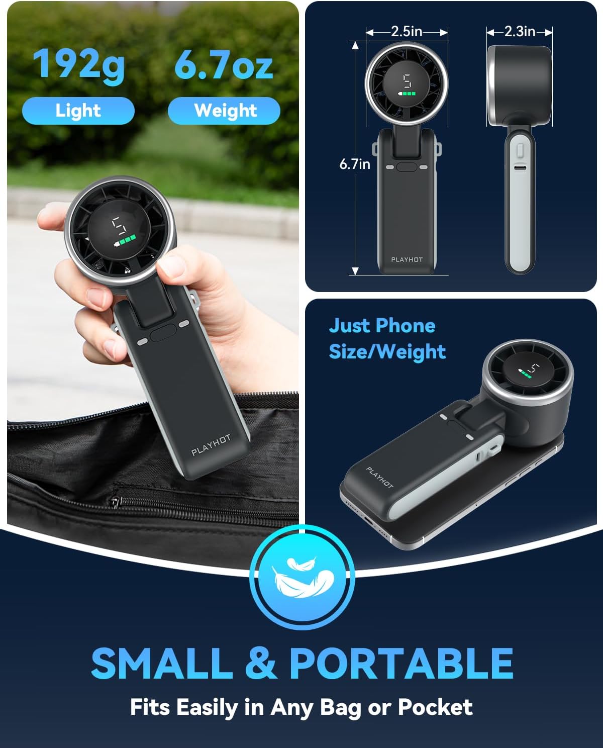 5-Speed Turbo Fan with 12-Hour Battery Life
