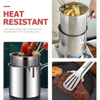 Stainless Steel Deep Fryer Pot with Strainer – 1200 ML Capacity for Home & Kitchen